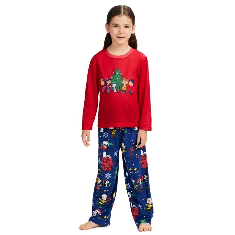 Peanuts Snoopy Kids Christmas Pajamas Girl Set Top Pants Gift NEW Unisex 4T Or 8